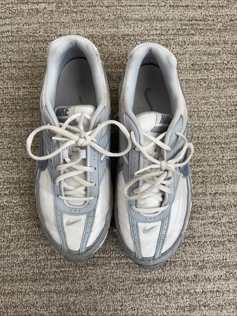 Nike White and Light Blue Mesh Running Shoes
